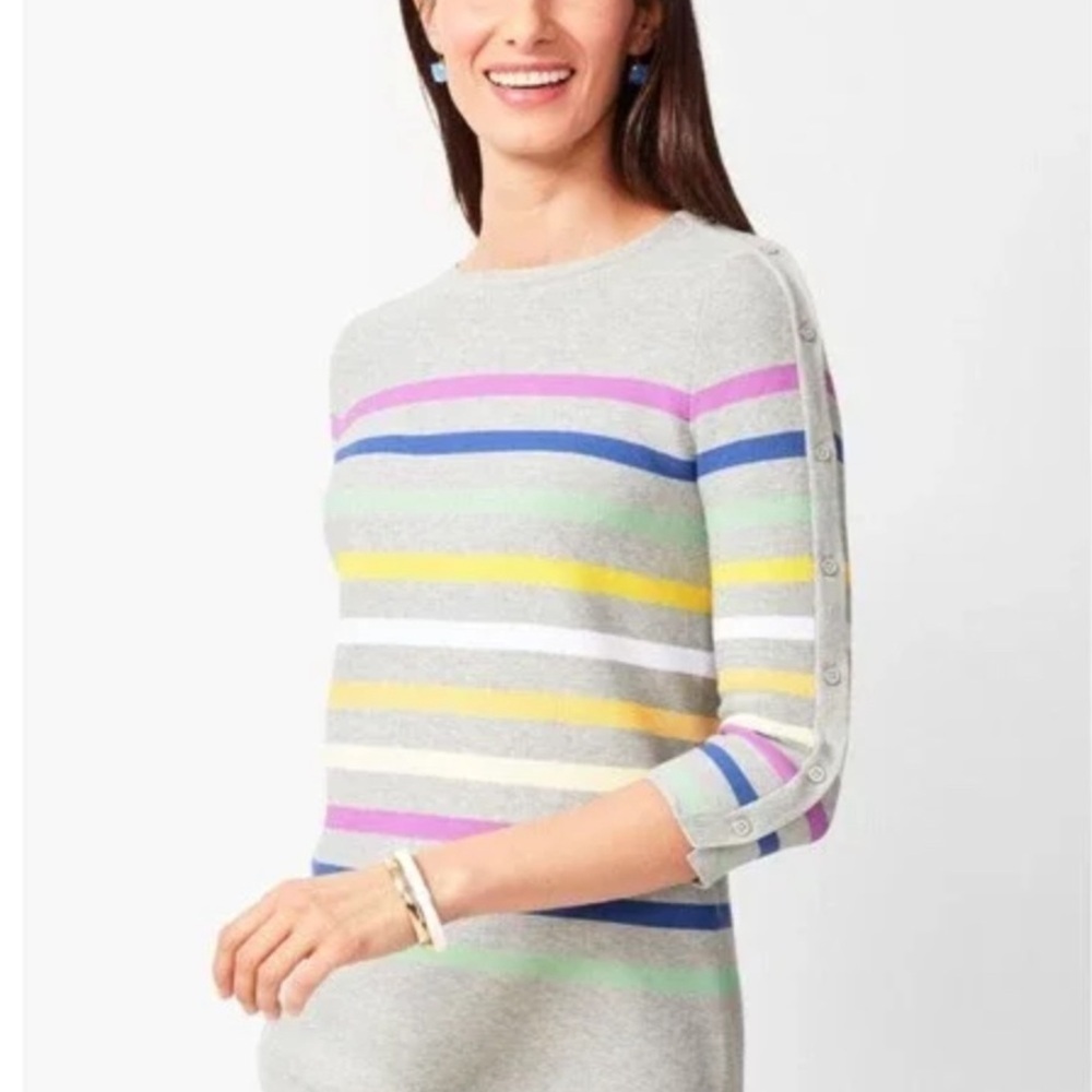 Talbots 3X Sweater Button Arm Stripes